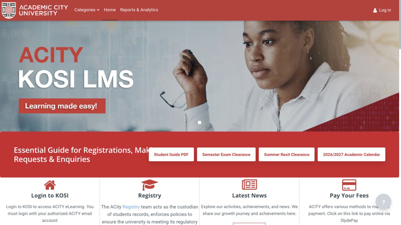 KOSI Learning Management System interface